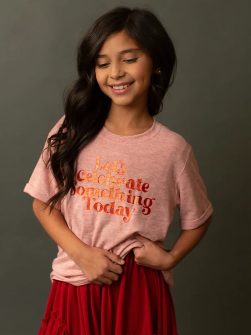 *JOYFOLIE* Let's Celebrate Tee in "Heather Rose" - size 12 - NEW!